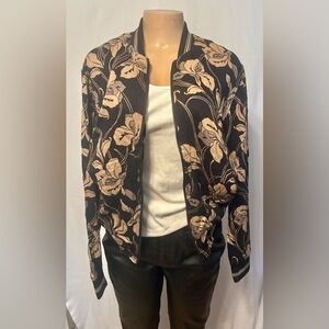 Floral Black and Tan Women's Bpmber Jacket